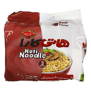 نودل با طعم گوشت 5 عددی 77 گرمی هاتی‌نودل Hoti Kara Noodle Beef Flavour 77gr 4 Pack With 1 Gif 