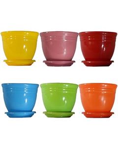 گلباران سبز گلدان پلاستیکی رنگی گل سنگ مدل 2012 (چند رنگ، بسته شش عددی)