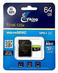  Memory Card MicroSDXC 64 GB Class10 U1 80MB/s 533x Viking man