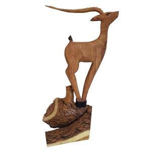 مجسمه چوبی طرح آهو شاخ دار کد 1