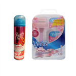 خود تراش ژیلت مدل Venus Breeze Spa به همراه 3 عدد تیغ یدک به همراه ژل Satin Care FLORAL PASSION حجم 200 میلی لیتر