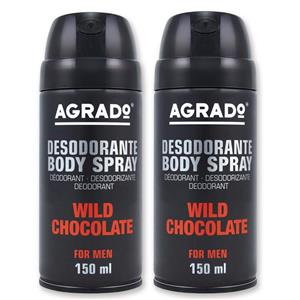 اسپری خوشبو کننده بدن مردانه آگرادو مدل Wild Chocolate پک دو عددی حجم 300 میلی لیتر