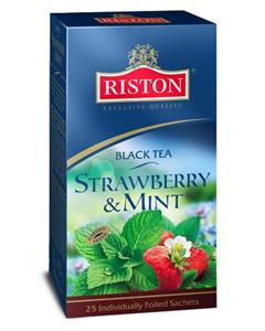 Riston چای سیاه 25عددی با طعم توت فرنگی و نعنا 