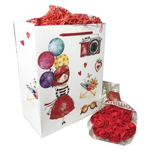 پاکت هدیه ایرسا طرح هدیه-2 به همراه گل کاغذی