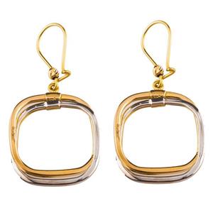 گوشواره طلا 18عیار گالری طلاچی مدل آویز مربع دو رنگ Gold earings