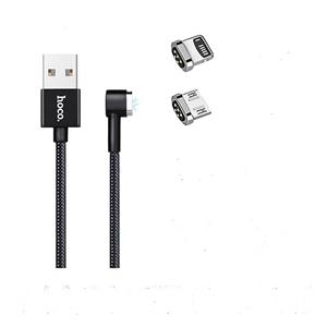 کابل مغناطیسی USB به لایتنینگ و Micro USB هوکو مدل U20 به طول 1 متر