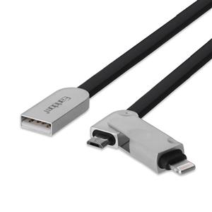 کابل تبدیل USB به لایتنینگ و microUSB  ارلدام مدل ET-ZA015 به طول 1 متر EARLDOM 2 In 1 USB To Lightning And microUSB Cable 1m