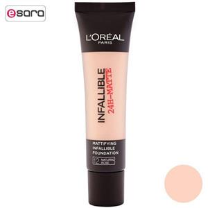 کرم پودر سری Infaillible 24H Matte مدل Golden Beige شماره 24 حجم 30 میلی‌ لیتر لورآل 