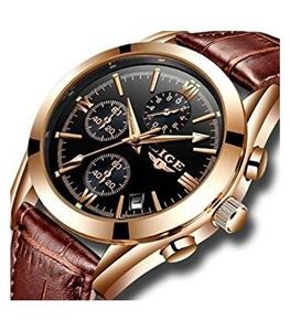 ساعت مچی مردانه لیگ کوارتز آنالوگ اسپرت بند چرمی LIGE Men s Leather Analog Quartz Sport Wristwatch