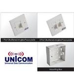 Unicom 2 Port Shuttered-Angled Face Plate with CAT-5e Jack