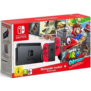 Nintendo Switch - Red with Super Mario Odyssey Game Card 