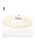 Bluelans Pet Dog Puppy Yorkie Fashion Sweet Three Rows Faux Pearl Collar Short Necklace M (White)