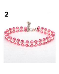 Bluelans Pet Dog Puppy Yorkie Fashion Sweet Three Rows Faux Pearl Collar Short Necklace M (Pink) 