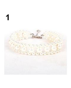Bluelans Pet Dog Puppy Yorkie Fashion Sweet Three Rows Faux Pearl Collar Short Necklace S White 