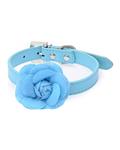 Bluelans Flower Decor Faux Leather Collar for Dogs L (Blue)