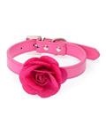 Bluelans Flower Decor Faux Leather Collar for Dogs M (Hot Pink)