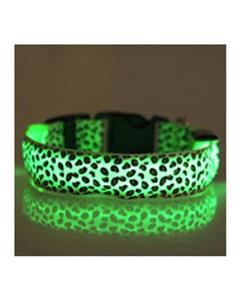 Bluelans Pets Dog Puppy Light Flashing Safety Leopard Adjustable Nylon LED Collar Green 