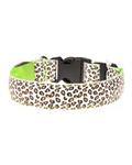 Bluelans Pets Dog Puppy Light Flashing Safety Leopard Adjustable Nylon LED Collar Green