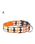 Bluelans Pets Dogs Cats Night Safety Rhombus Pattern LED Light Nylon Adjustable Collar M (Orange)