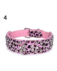 Bluelans Fashion Durable Horn Sharp Spiked Studded Adjustable Faux Leather Dog Collar M Pink 
