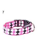 Bluelans Pets Dogs Cats Night Safety Rhombus Pattern LED Light Nylon Adjustable Collar L (Pink)