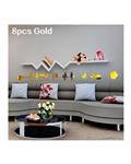 Bluelans Home Room Removable 3D 12Pcs/1 Set/8 Pcs Pebble Ants Flower Mirrors DIY Wall Sticker 8pcs Gold