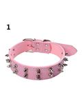 Bluelans Pet Dog Rivet Collar Spiked Studded Strap Faux Leather Buckle Neck M (Pink) 