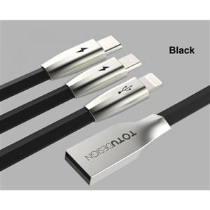 کابل سه کاره توتو TOTU LI003 Zinc Alloy USB Cable به طول 150 سانتی  