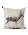 Bluelans Retro Sketch Wild Animal Cushion Cover Deer Elephant Print Pillowcase Home Decor 9