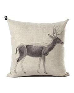 Bluelans Retro Sketch Wild Animal Cushion Cover Deer Elephant Print Pillowcase Home Decor 9 