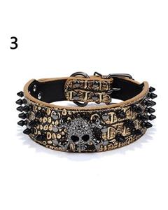 Bluelans Punk Spiked Studded Skull Faux Leather Large Middle Dog Cool Pet Collar Gift 60 cm (Golden brown) 