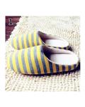 Bluelans Unisex Striped Soft Anti-Slip Indoor Home Slippers 40 (Yellow)