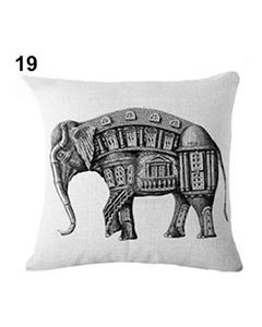 Bluelans Retro Sketch Wild Animal Cushion Cover Deer Elephant Print Pillowcase Home Decor 19 