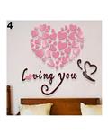 Bluelans Romantic Love 3D Heart Loving You Wall Sticker Decor DIY Decal Home Office Gift (Pink)