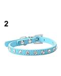 Bluelans Adjustable Cat Pet Dog Studded Rhinestones Buckle Collar Faux Leather Neck Strap XS (Blue) 