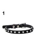 Bluelans Adjustable Cat Pet Dog Studded Rhinestones Buckle Collar Faux Leather Neck Strap XXS (Black) 