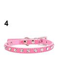 Bluelans Adjustable Cat Pet Dog Studded Rhinestones Buckle Collar Faux Leather Neck Strap M (Pink) 