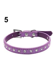 Bluelans Adjustable Cat Pet Dog Studded Rhinestones Buckle Collar Faux Leather Neck Strap M (Purple) 