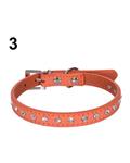 Bluelans Adjustable Cat Pet Dog Studded Rhinestones Buckle Collar Faux Leather Neck Strap XS (Orange)