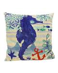 (Bluelans Cotton Sea Horse Throw Pillow Case (Blue/White