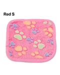 Bluelans Cute Paw Print Soft Coral Velvet Cat Dog Puppy Blanket Warm Bed Cover Mat Gift S (20x20cm) (Red)