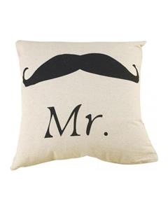 (Bluelans Cotton Mr. Moustache Linen Pillow Case Sofa Throw Cushion Cover Home Decor (Beige