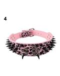 (Bluelans Cool Spiked Rivet Studded Faux Leather Adjustable Large Middle Dog Pet Collar S (Pink leopard