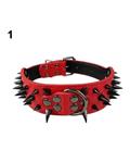 (Bluelans Cool Spiked Rivet Studded Faux Leather Adjustable Large Middle Dog Pet Collar S (Red