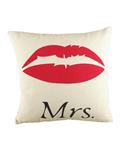 Bluelans Cotton Mrs. Red Lip Linen Pillow Case Sofa Throw Cushion Cover Home Decor Beige