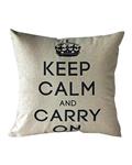 (ـBluelans Cotton Keep Calm Throw Pillow Case (White