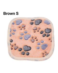Bluelans Cute Paw Print Soft Coral Velvet Cat Dog Puppy Blanket Warm Bed Cover Mat Gift S (20x20cm) (Brown) 