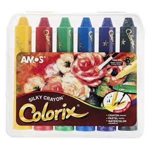 مداد شمعی آبرنگی 6 رنگ آموس مدل Colorix Amos Color Watercolor Crayon 