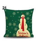 Bluelans Bluelans Snowman Elk Tree Wreath Christmas Pillow Case Xmas Home Decor Linen Cushion Cover 21