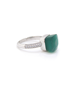 انگشتر نقره زنانه نگین سبز 